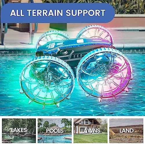 Tecnock Amphibious Remote Control Car Boat, 4WD Gesture RC Car with Waterproof Remote Control, All Terrain RC Stunt Car with LED Lights, Pool Toys for Kids Ages 8-12, Kids Toys Gifts for Boys Girls 6 612pl6+uuGL. AC