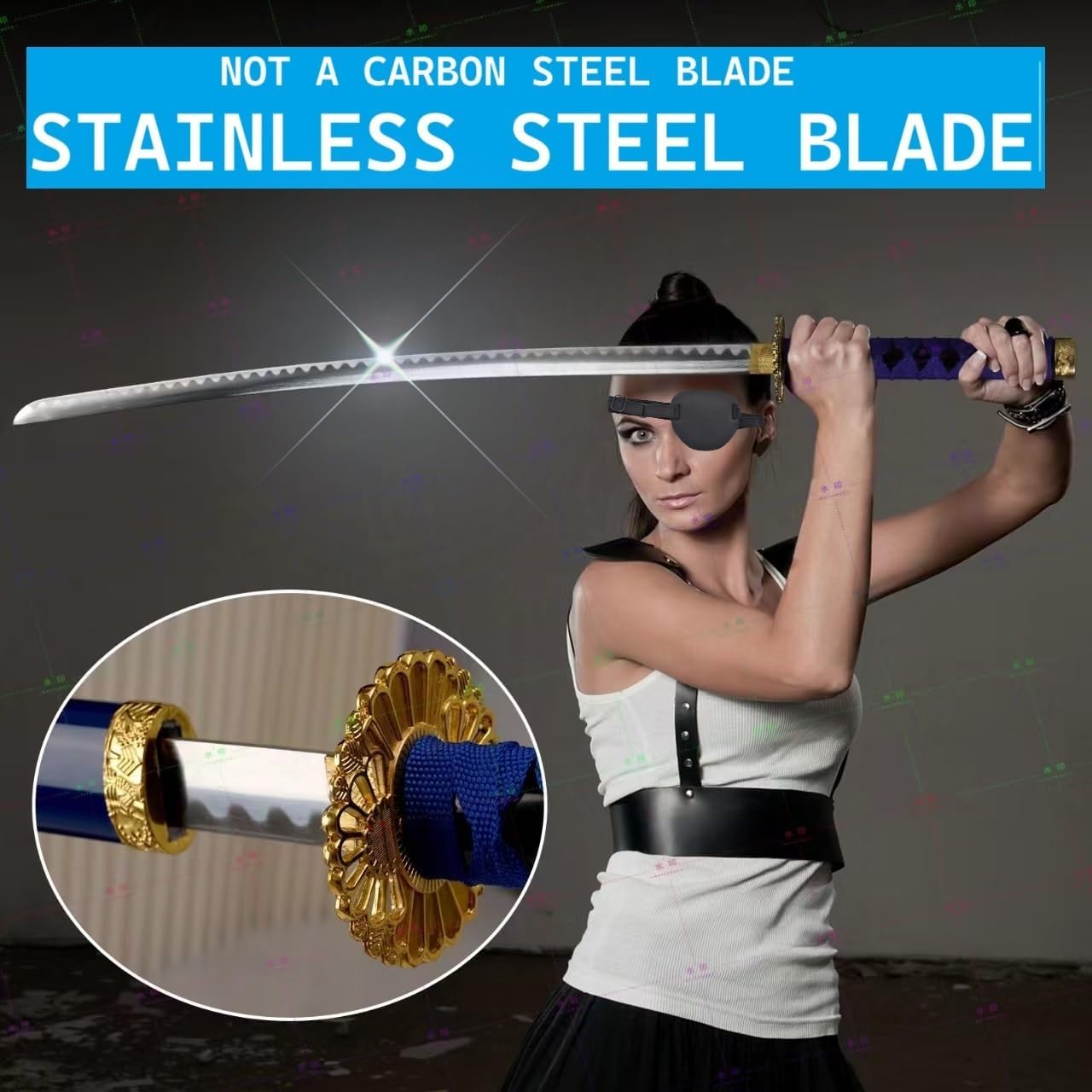 Katana Last Samurai Sword - Real Stainless Steel, Full Tang, Hand Forged, Not Carbon Steel, Free Stand Hand Forged Made