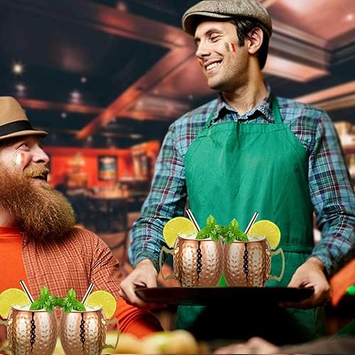 Vista 6 de LINALL Moscow Mule - Juego de 4 tazas de acero inoxidable chapadas en cobre de 18 onzas, para bebidas frías (4 piezas)