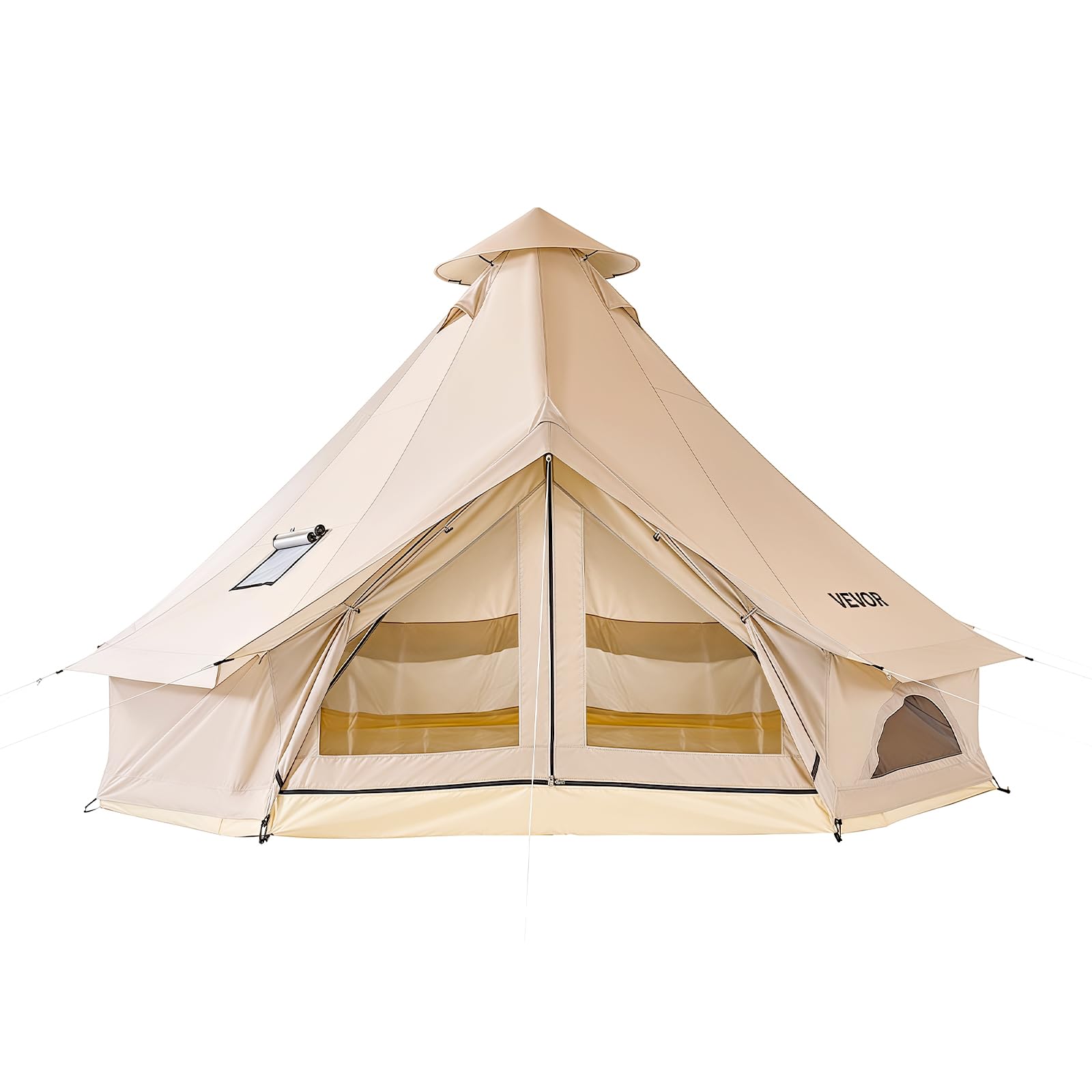 VEVOR Tenda a Campana Oxford da Campeggio, Tenda a Yurta per 4 Stagioni da 4 m, con Presa per Stufa, Impermeabile e Traspirante, Max 4 Persone, con Pavimento Staccabile e Cerniera, per Feste Eventi