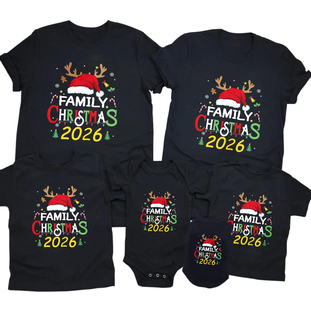 CONTEANER Merry Christmas Family Shirt,Matching Couples Xmas Graphic Tops