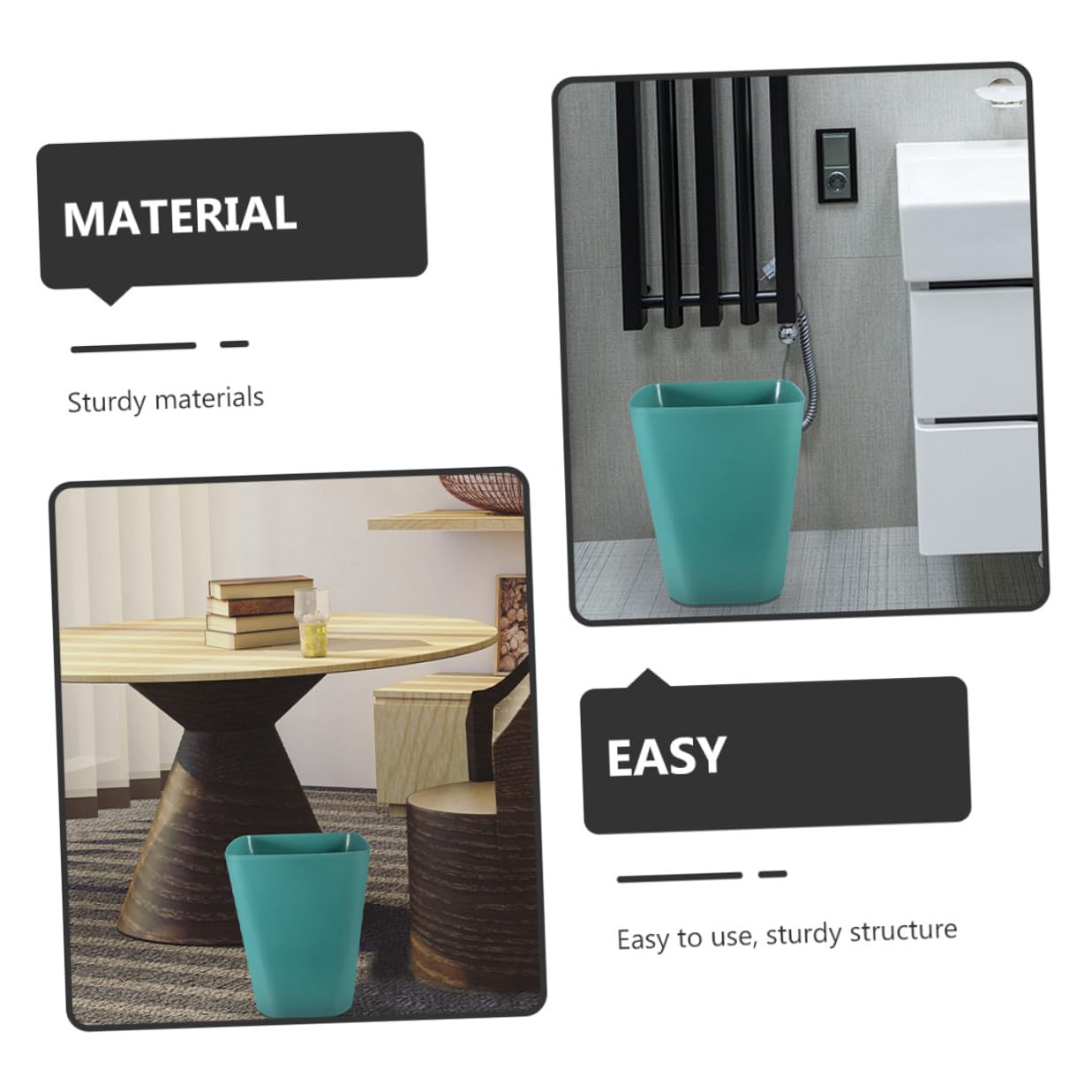 3pcs Small Blue Outdoor Trash Buckets Plastic Waste Bins Multi-use Garbage Containers for Home, Office, and Travel Storage