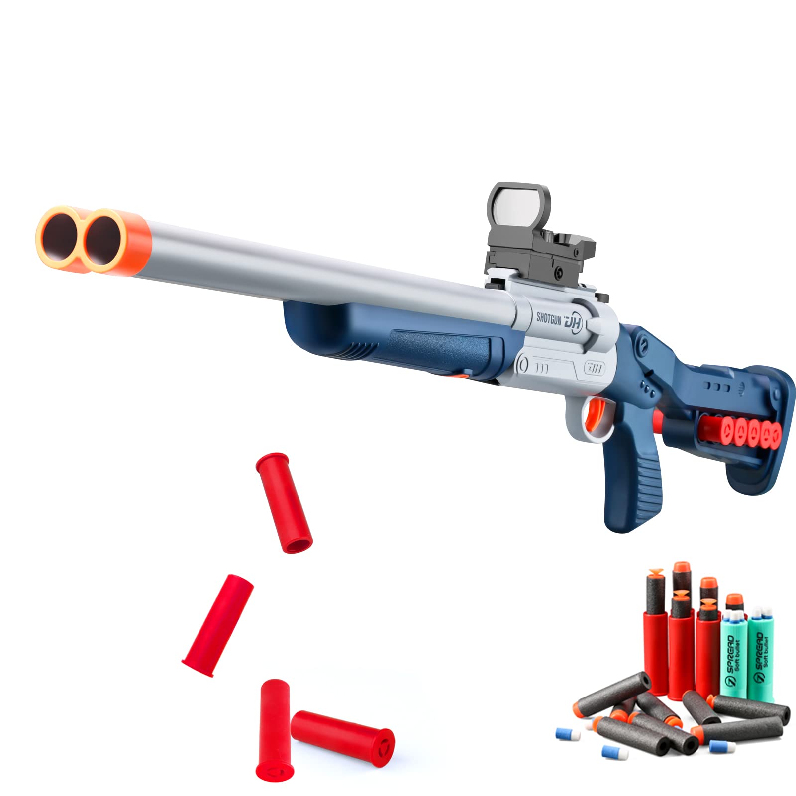 Safe Toy Double Barrel Gun for Boy with Ejecting Shell Soft Bullets,Realistic Model Shotgun Toys Foam Blaster Play Gun Toy with Soft Bullet Look Real Hunting Action for Children (Shootgun_2)