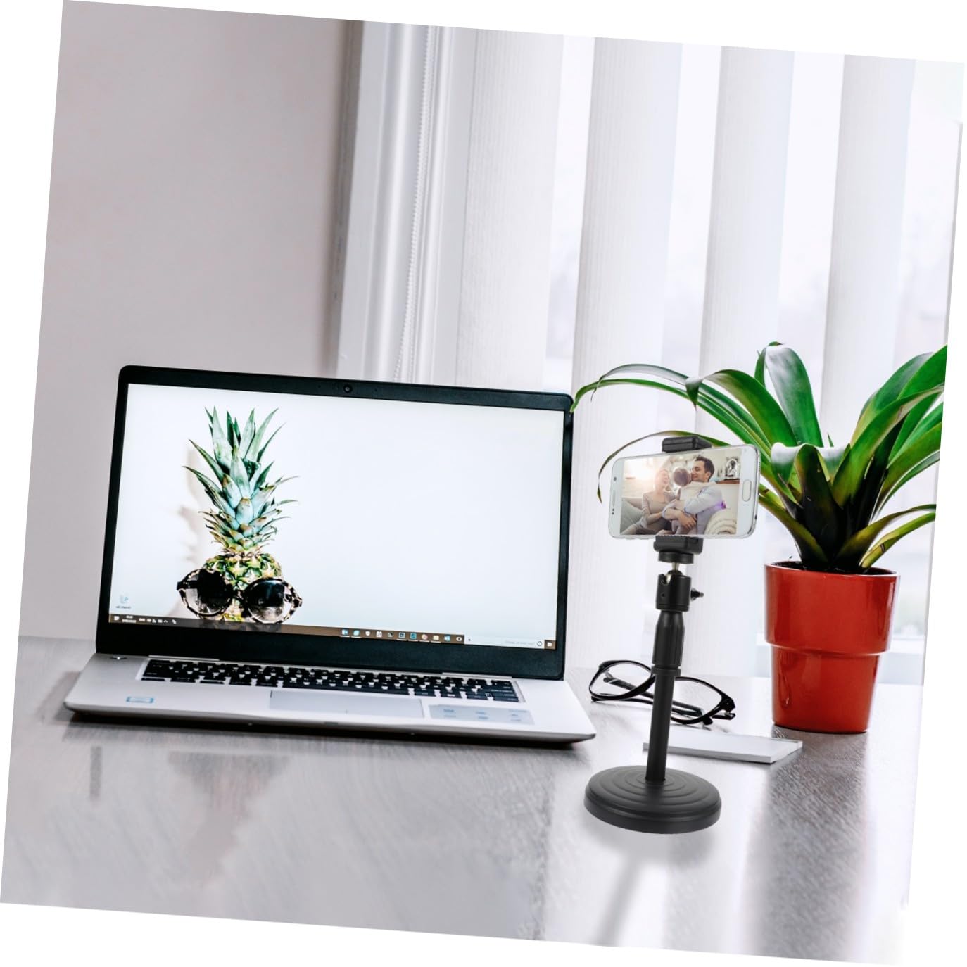Soporte Teléfono Ajustable de Escritorio con y Ángulo Regulables para Smartphone para Streaming y Grabación de Videos