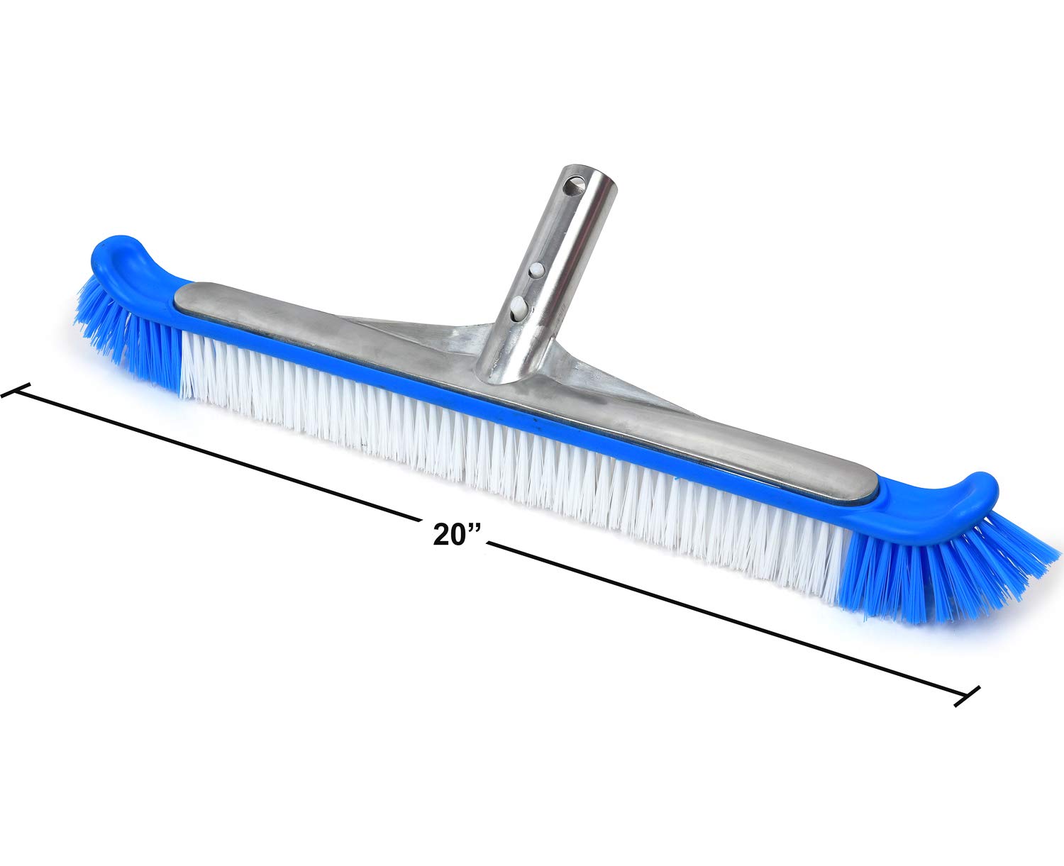 Greenco Pool Brush Heavy Duty Aluminum Extra Wide 20" Pool Floor & Wall Cleaning Brush with Curved Ends for Better Corner Cleaning and Protects Accidental Tears in Pool Liner | EZ Clip Pole Attachment