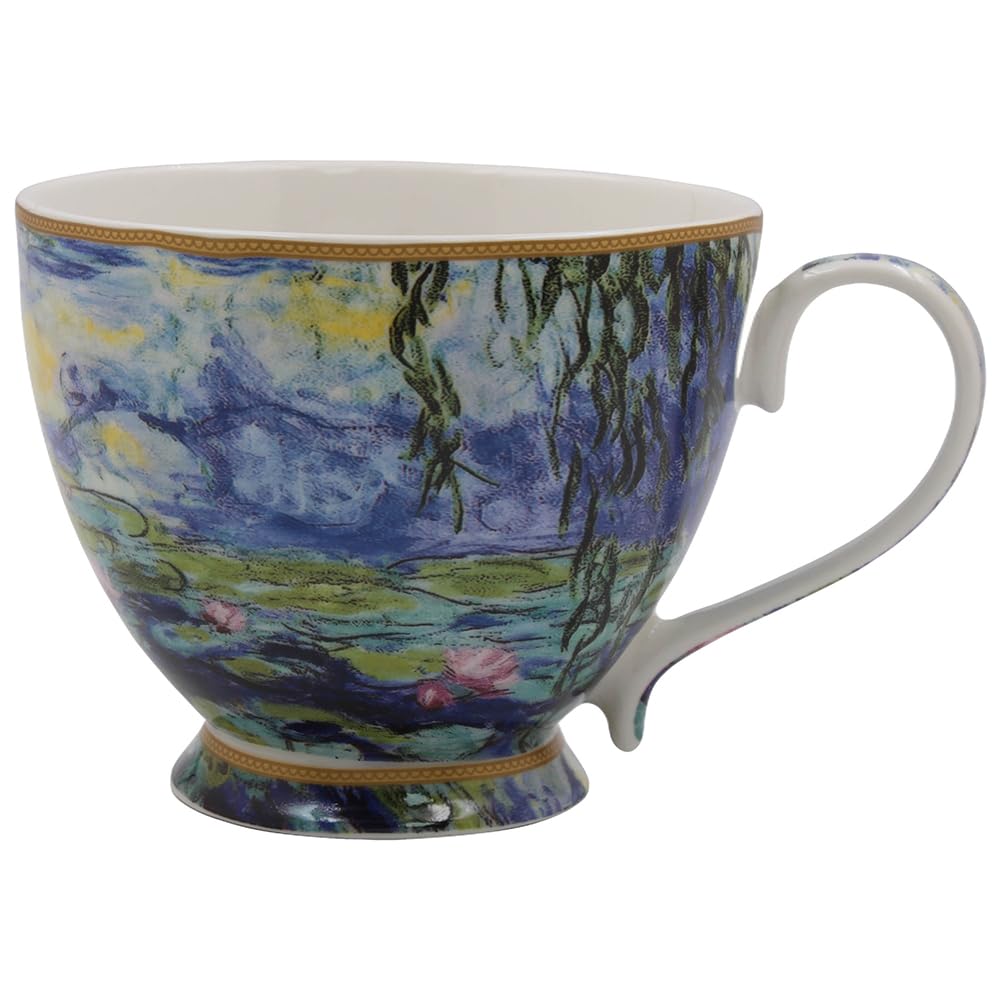 The Leonardo Collection Claude Monet Monet Footed Mug Waterlillies for Hot Drinks | Fine China Printed Coffee Cups for Kitchen & Home | Reusable Tea and Coffee Mugs for Every Occasion