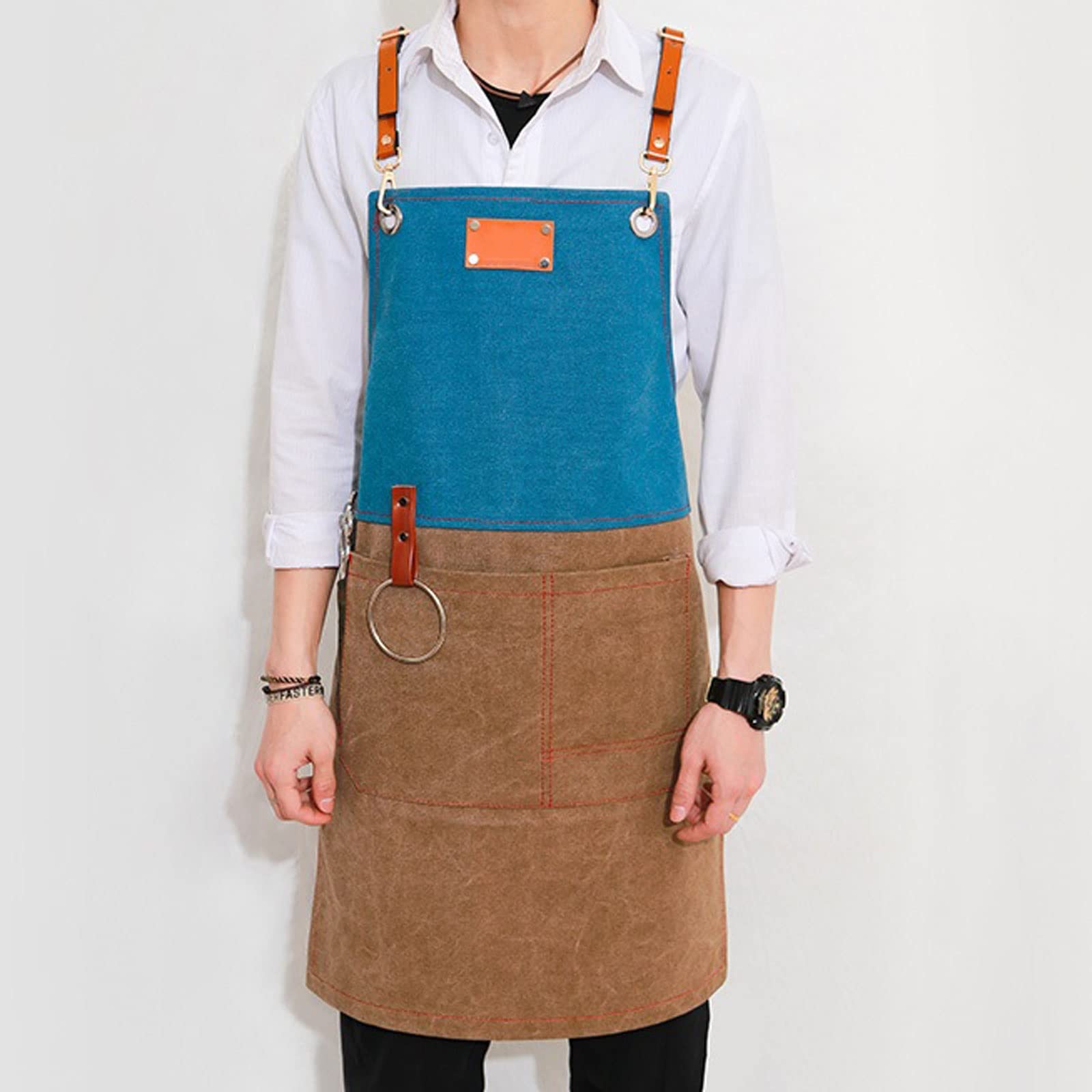 Grembiuli Grembiuli Uomo Donna Abbigliamento da Lavoro Ristorante Bar Sala da tè Camerieri Negozio di tè Negozio di Fiori Pittura Cucina Forno (Grigio.)