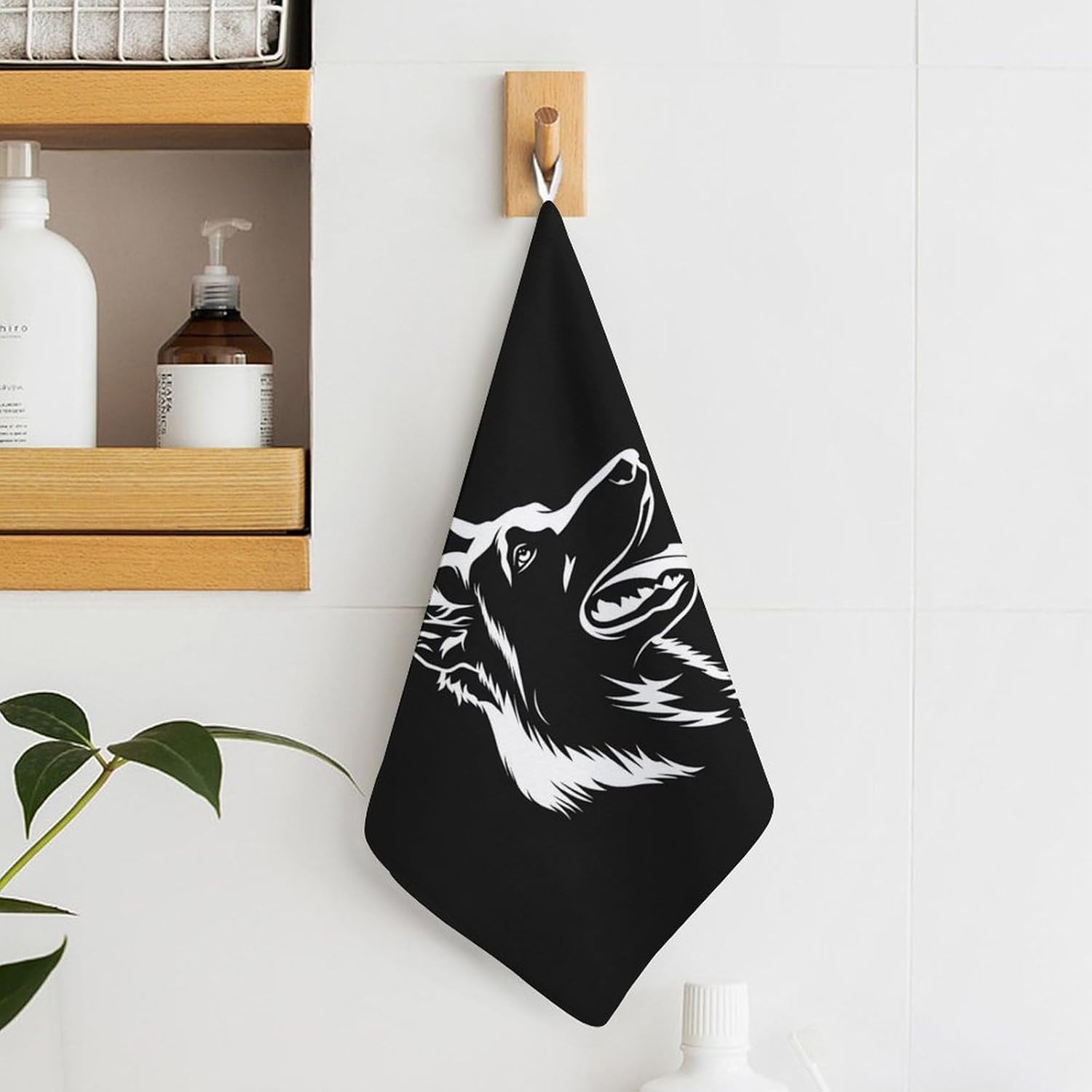 Black German Shepherd Hand Towels for Bathroom Kitchen Towels Small Towel Handkerchiefs with Hanging Loop 4PCS