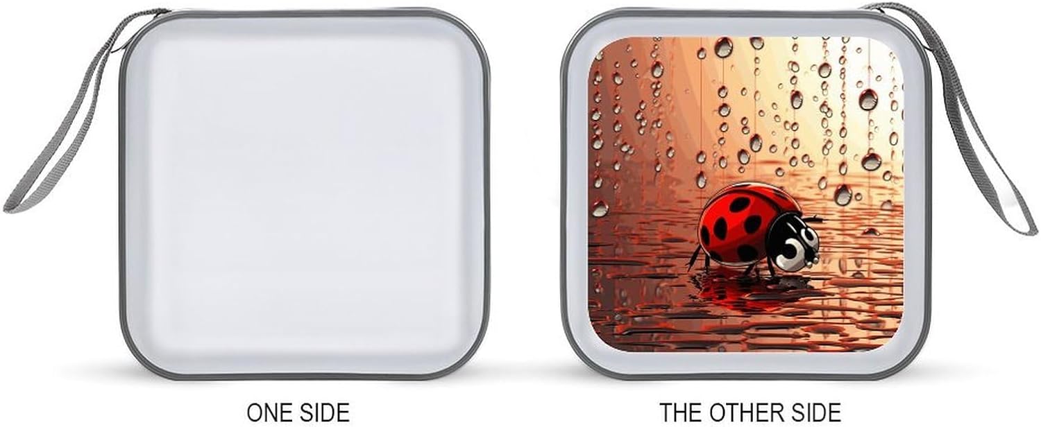Art Ladybug Tracks CD Case with Hand Strap Lightweight DVD Wallet Holder 40 Capacity CD/DVD Case Wallet Protective CD Wallet CD/DVD Portable Storage Binder for Car Home Office