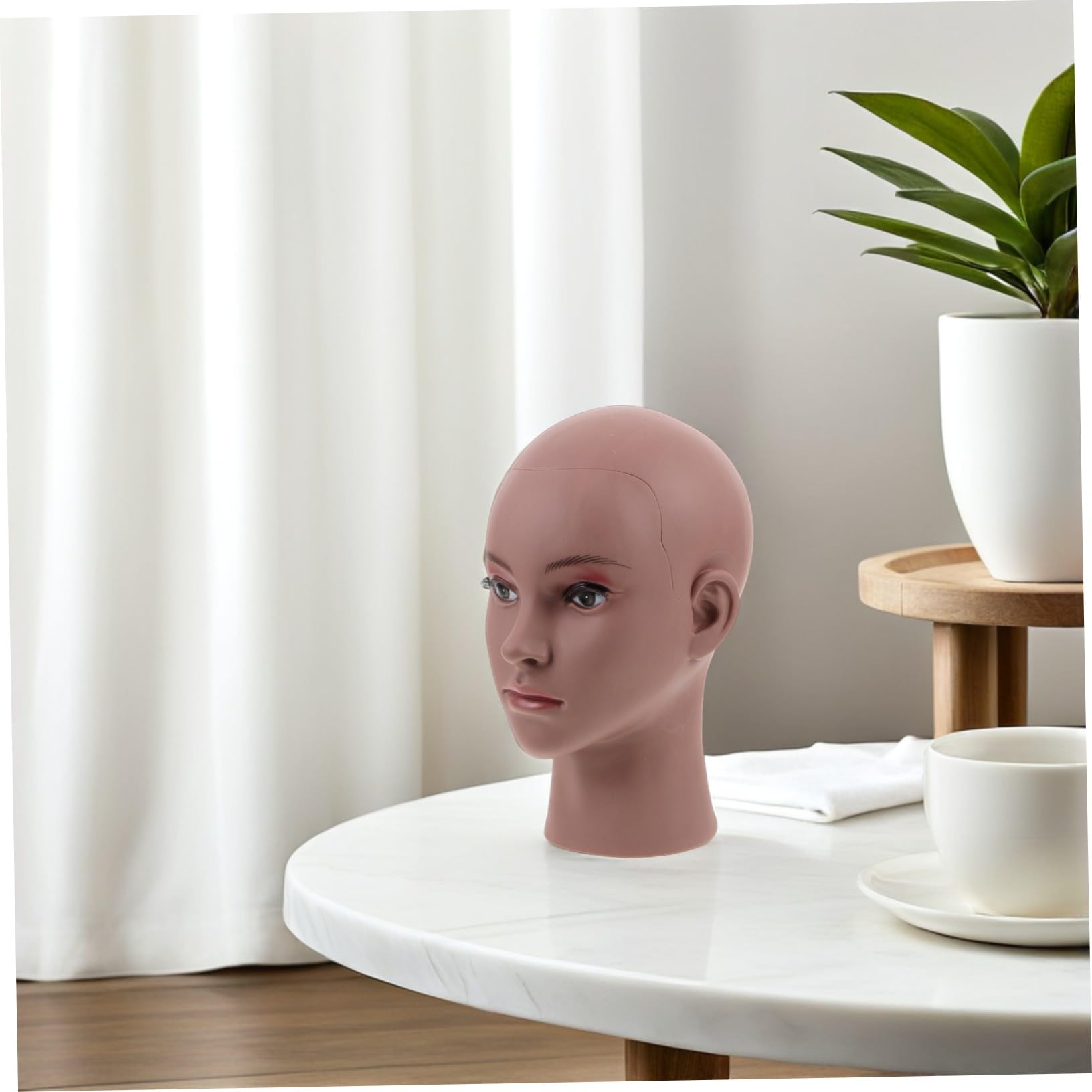 Testa di Manichino Calva in Pvc Nera per Espositore di Parrucchiere Supporto per Parrucche Femminili Cappelli e Occhiali per Formazione in Cosmetologia
