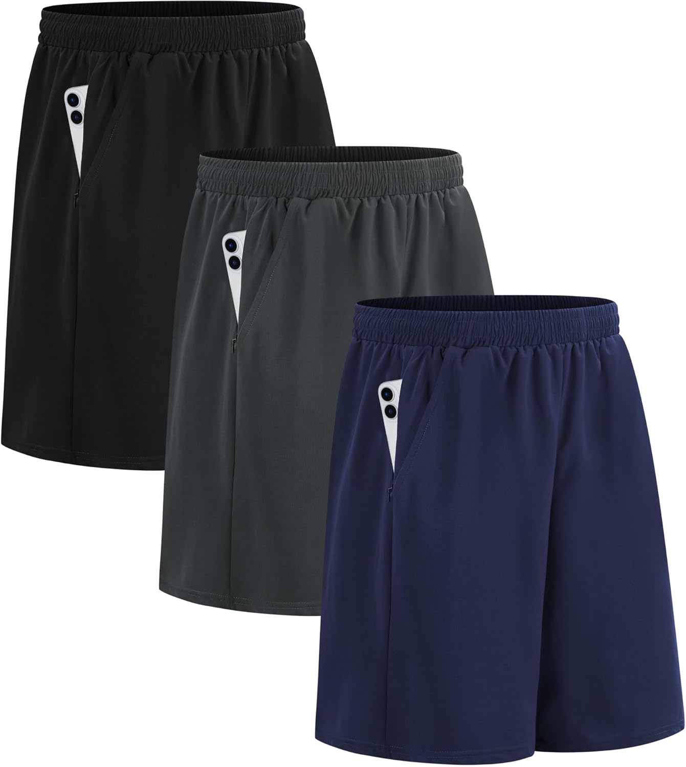 HQUEC Men’s Athletic Shorts with Zipper Pockets Lightweight Quick Dry Basketball Workout Shorts for Running Casual