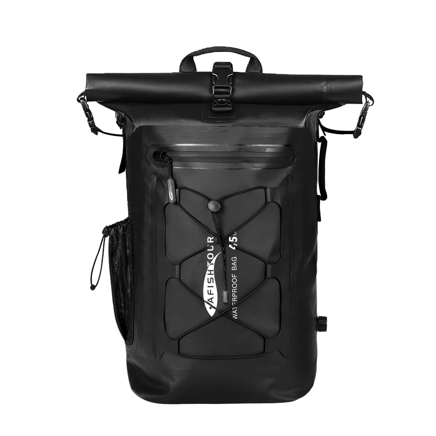 AFISHTOUR Heavy Duty Waterproof Dry Bag Backpack - 45L Roll-Top Floating Dry Bag Backpack for Motorcycles, Kayaking, Rafting, Boating, Camping, Hiking, Fishing (Black) โ image 1