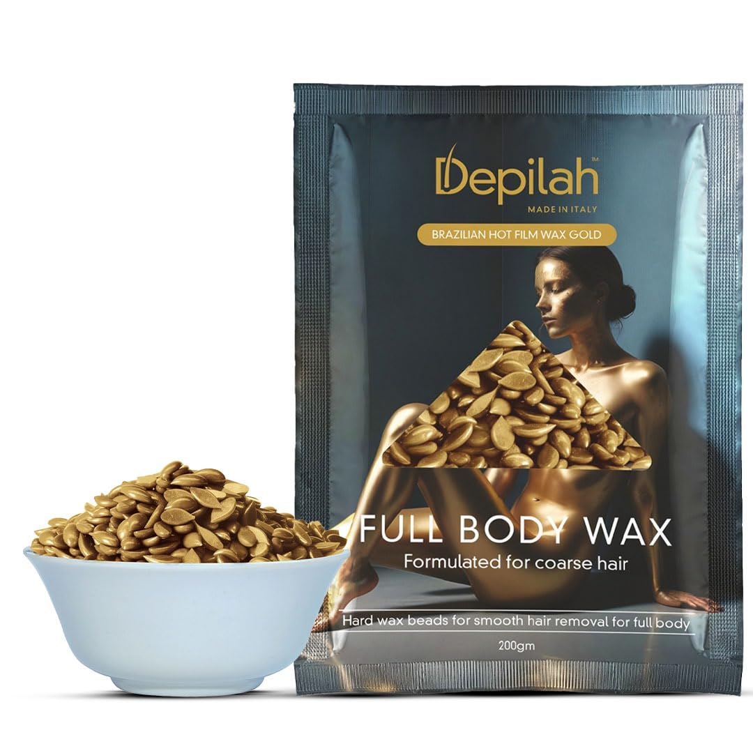 Depilah Brazilian Wax - 200gm Golden Stripless Wax Beans - Hair Removal Wax for Face & Body - Brazilian Face Wax for Women