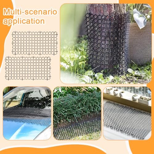QINERSAW 16 Stück 20x40cm Dornengitter Gegen Katzen Gitter Anti Katzen Matte Katzenabwehr Katzenschreck Dornengitter mit Spikes Tierbarriere Gitter MatteTiervertreiber Garten Katzenmatte mit Spikes