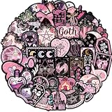 50Pcs Black Pink Aesthetic Gothic Stickers Vinyl Decal for Teen Girl Bike Guitar Phone Skateboard Phone Car Scrapbook Water Bottle Bike Computer Decals Teen Adults (Black)