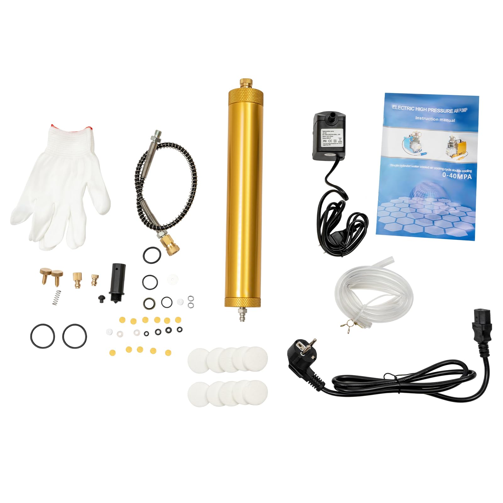 PCP Kompressor 300 Bar, 1.8KW Hochdruckluftpumpe mit 100L/min Füllleistung, Elektrische Luftpumpe mit LCD-Temperaturanzeige & Sicherheitsventil für PCP-Gewehre, Paintball & Tauchflaschen bis 2L, Gelb