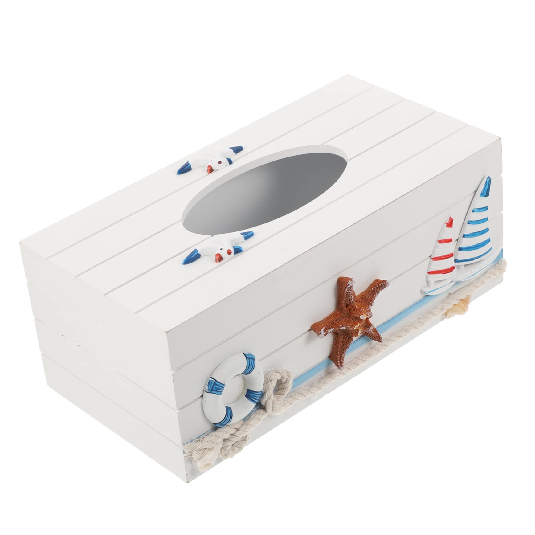 Unomor Coastal Style Shell Tissue Box Cover Desktop Decor for Home Office and Vintage Design for Easy Tissue Access and Storage