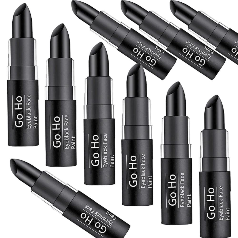 Go Ho10 PCS Eye Black Face Paint Stick for Sports,Waterproof Eye Black Baseball Gifts,Softball/Football Accessories,Easy to Color and Remove,Lip Smacking or Face Body Paint for Halloween Makeup