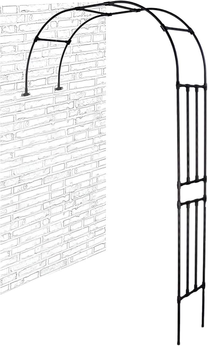 Pérgola de medio arco para pared y plantas trepadoras en jardín