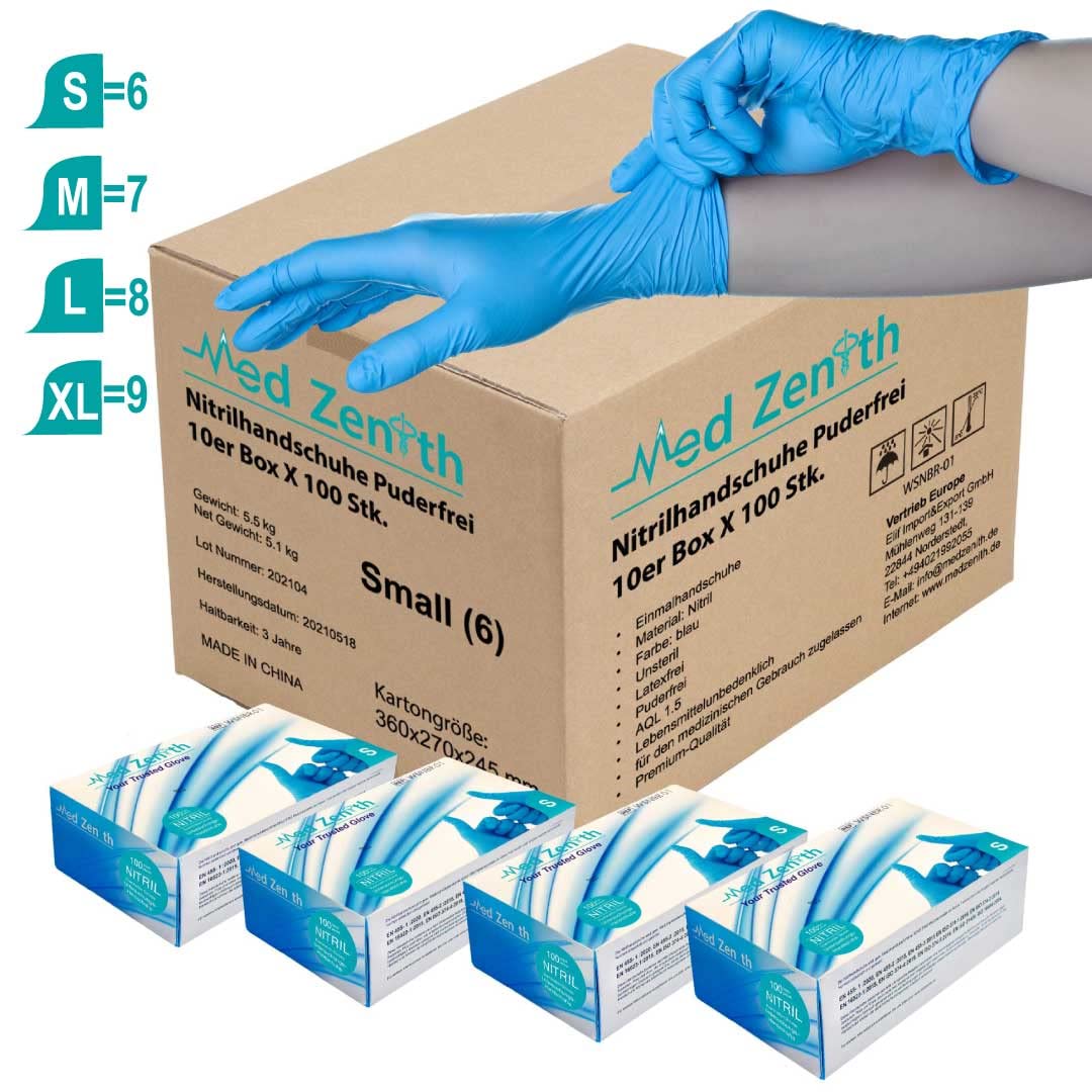 Genel Guantes desechables de nitrilo L, desechables, sin polvo, sin látex, guantes de goma, 1000 unidades, en caja dispensadora (L, 1000)
