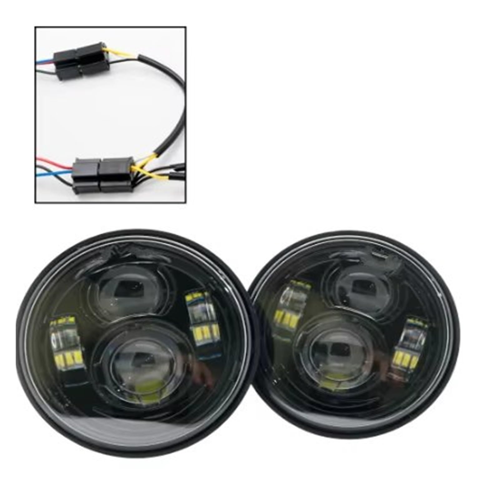Proyector Moto Faros Delanteros Dobles LED De 4,5" con Luces Circulación Diurna DRL Y,65" H4 para Motocicletas FXDF Faro Motocicleta(with DRL Black1 H13)