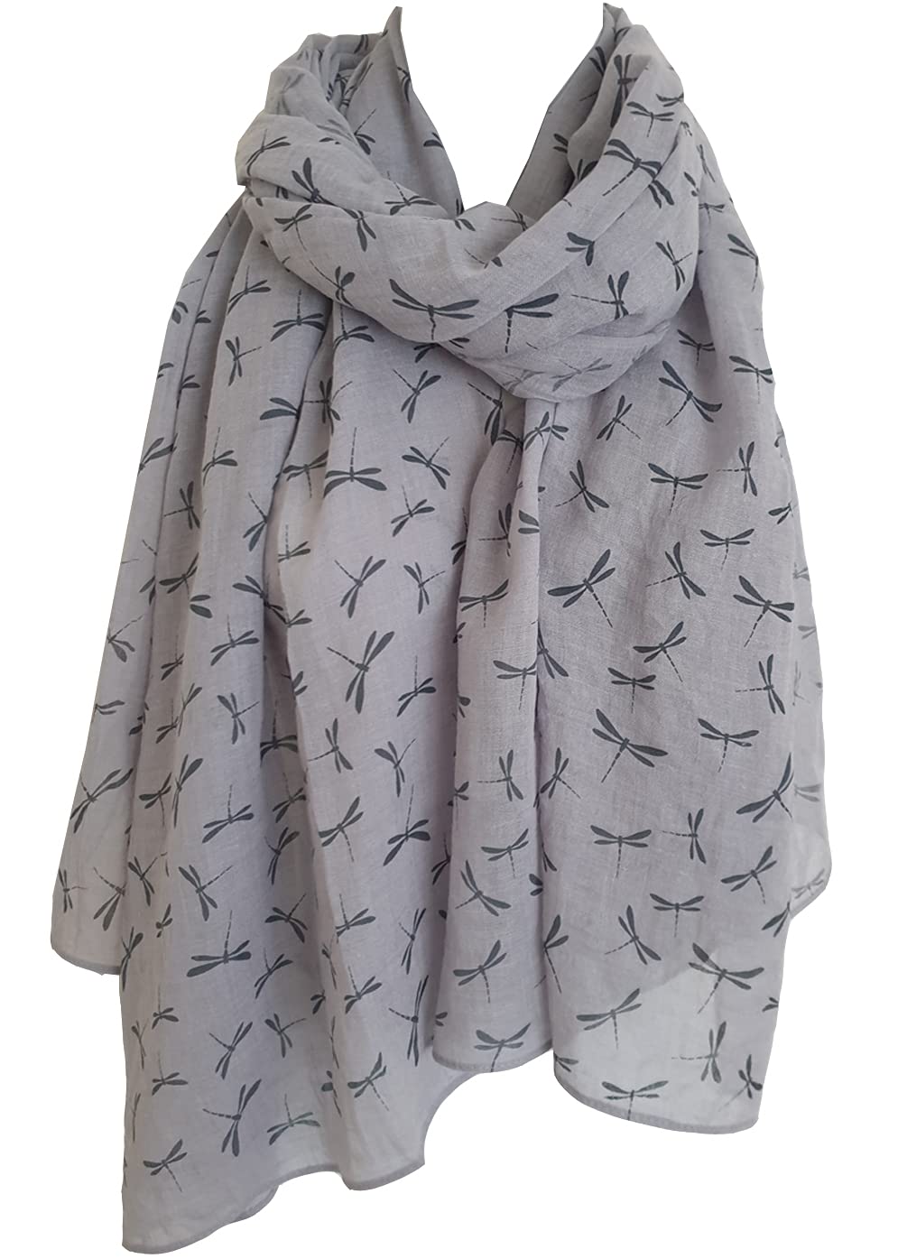 GlamLondonDragonfly Scarf, Womens Dragon fly print scarves, Pink, Blue, White Colours, Small Dragonflies