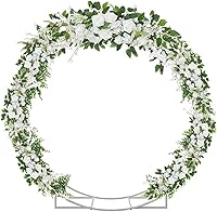 JCHUMMINGBIRD 6.5 Ft Round Metal Balloon Arch Garden Arbor - Easy Assembly Kit with Support Legs for Weddings, Parties, Indoor Outdoor