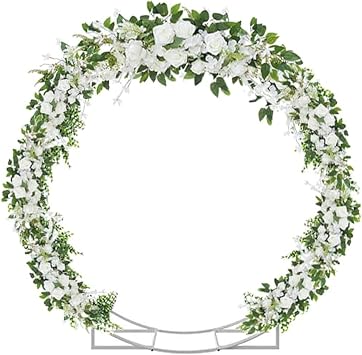 6.5 Ft Round Metal Arch Garden, Arbor for Garden, Indoor and Outdoor, Party Decoration, Easy Assembly with Support Legs, Ground Anchors, Screwdriver, Instructions
