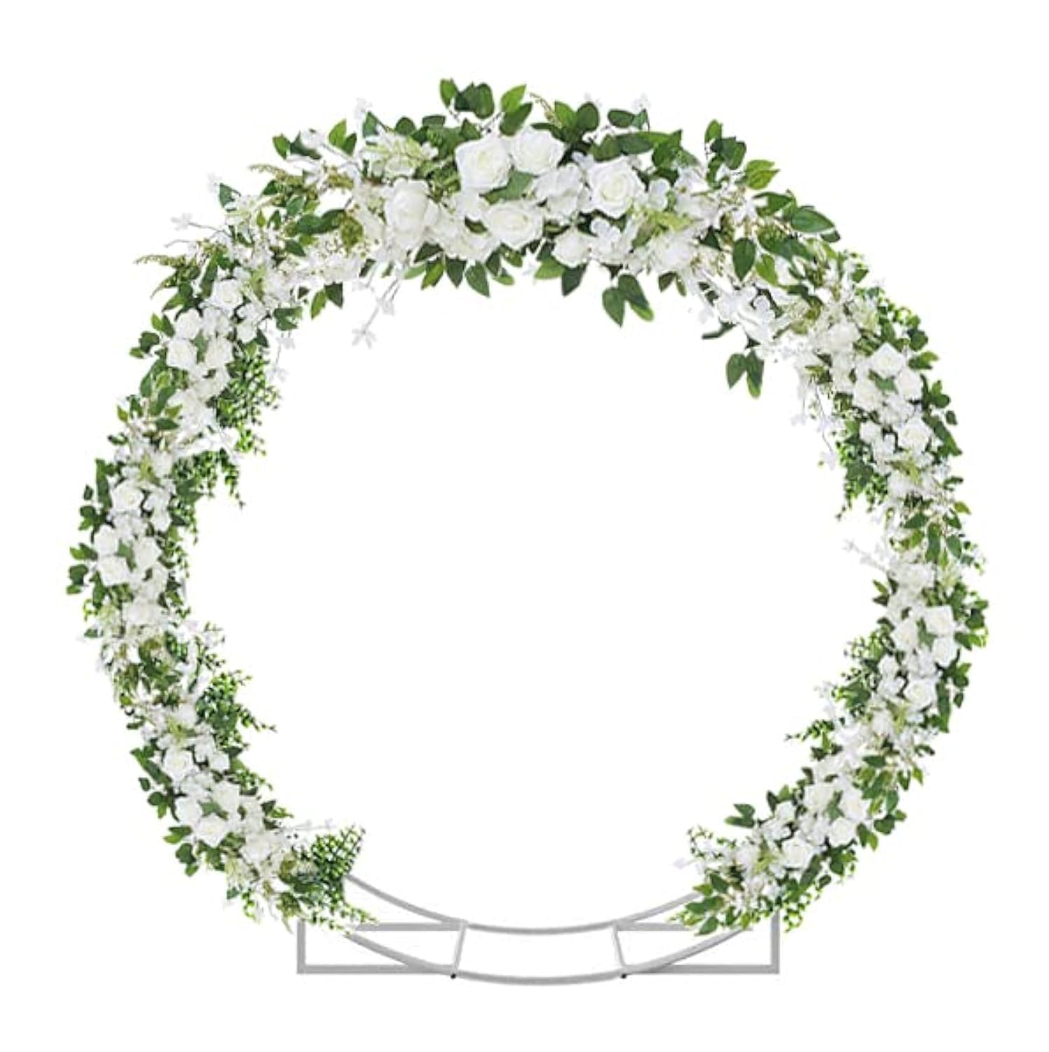 6.5 Ft Round Metal Arch Garden, Arbor for Garden, Indoor and Outdoor, Party Decoration, Easy Assembly (with Support Legs, Ground Anchors, Screwdriver, Instructions)