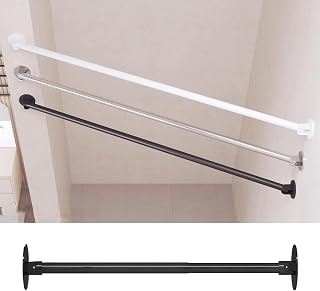 Angled Wall Closet Rod Support Bracket Retractable, Corner Shower Curtain Rod Cut to Length for Bathroom, Rivacy Tube for Changing Clothes(Black,75-115cm(29"-45"))