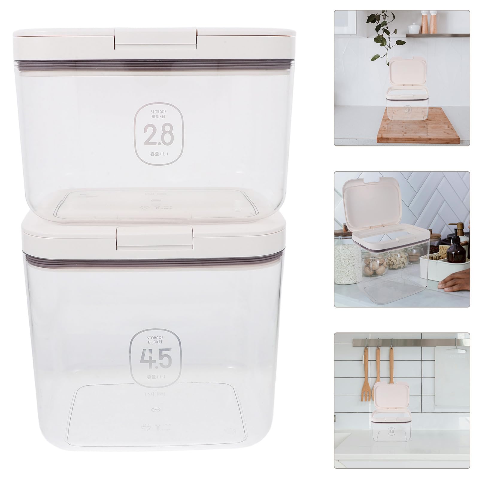 IMIKEYA 2 Stück-pack Luftdichte Lebensmittelbehälter aus Abs mit Messbecher | Mehl und Zutaten, Geeignet für Speisekammer und Küche, Modernes Schlichtes Design