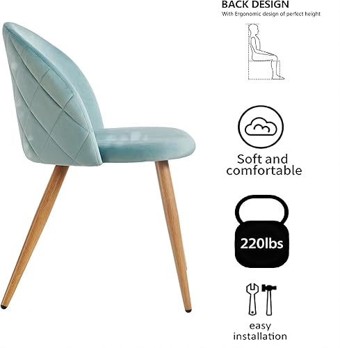 Miniatura 5 de Homy Casa Juego de 2 sillas de comedor de terciopelo con acento de cocina, juego de sillas laterales de estilo escandinavo para sala de estar,