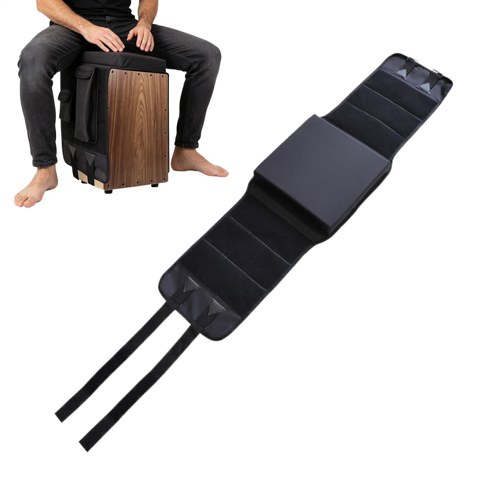 Seduta per Tamburo a Cajon Regolabile e Antiscivolo con 2 Tasche Laterali | Cuscino Imbottito Cajon Per Sale Prove, Scuole, Di Registrazione, Musicisti E Percussionisti Itineranti
