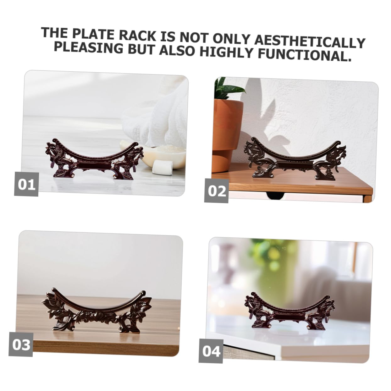 Gatuida 4piezas Soporte De Exhibición De Platos De Dragón Tradicional De Madera Soporte Decorativo Para Platos Para Mostrar