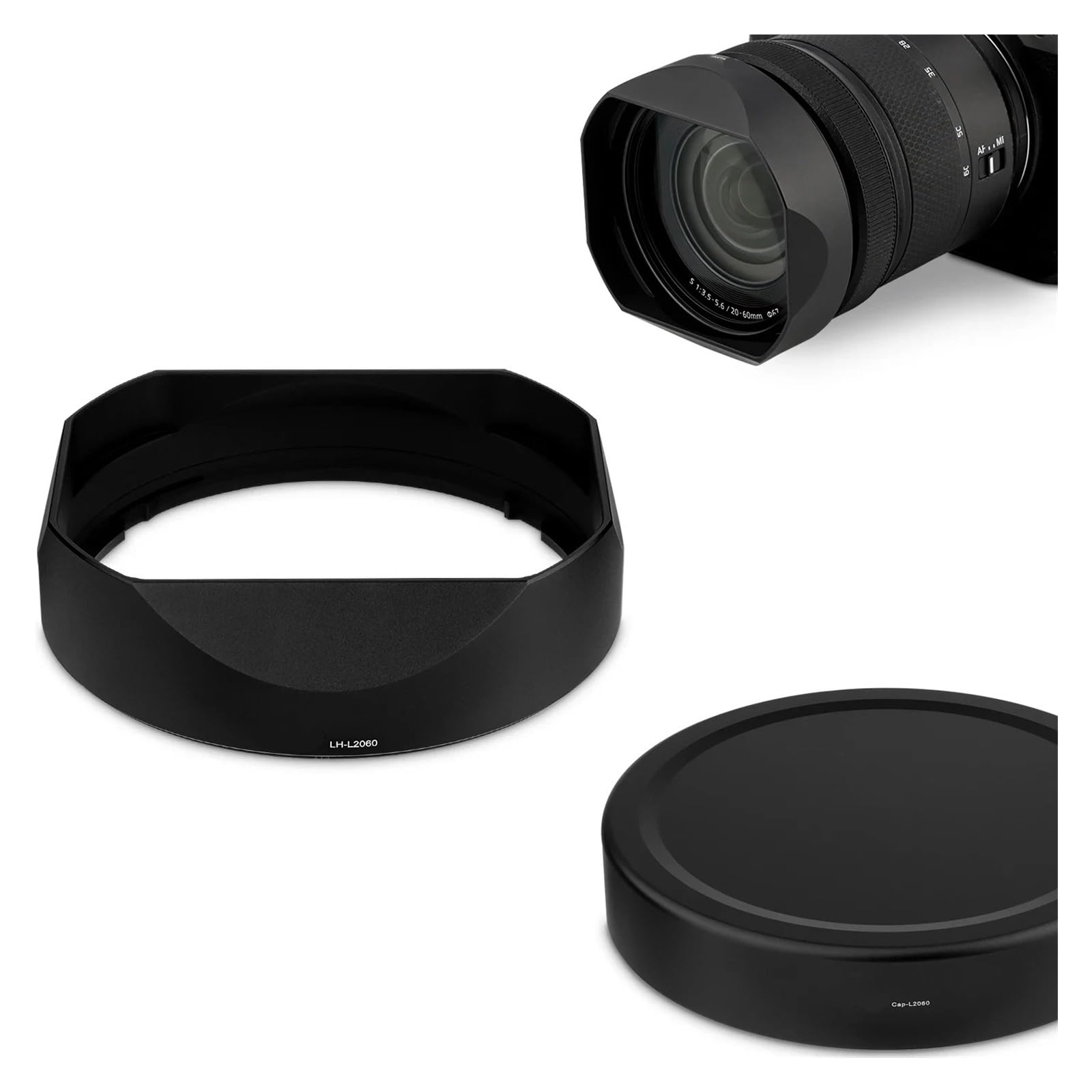 Camera Lens Hood, Compatible con Parasol Panasonic LUMIX S de 20-60 mm.