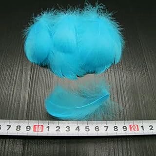 Atrapasueños de plumas de ganso de 2 a 5 pulgadas, color teñido, para manualidades, con forma de cisne flotante, material decorativo para rellenar, 100 unidades, color azul lago, 100 unidades