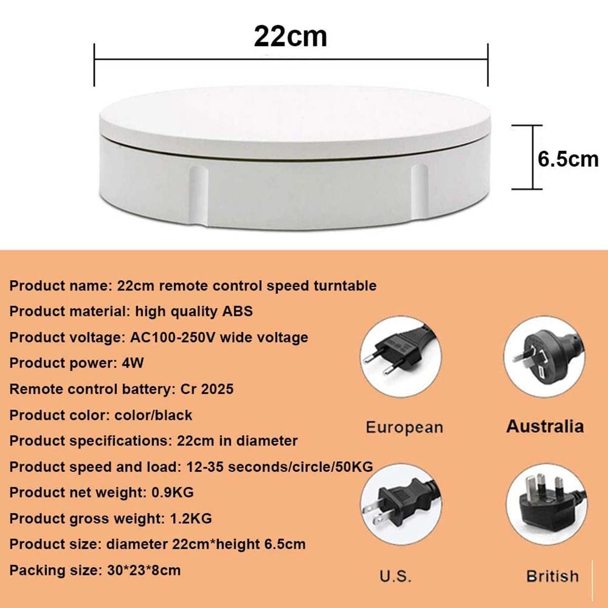 BAOSHISHAN Elektrisch draaiplateau, 100 kg, 42 cm, automatisch draaiplateau, 360 graden, elektrische displaystandaard voor productweergave, 220 V