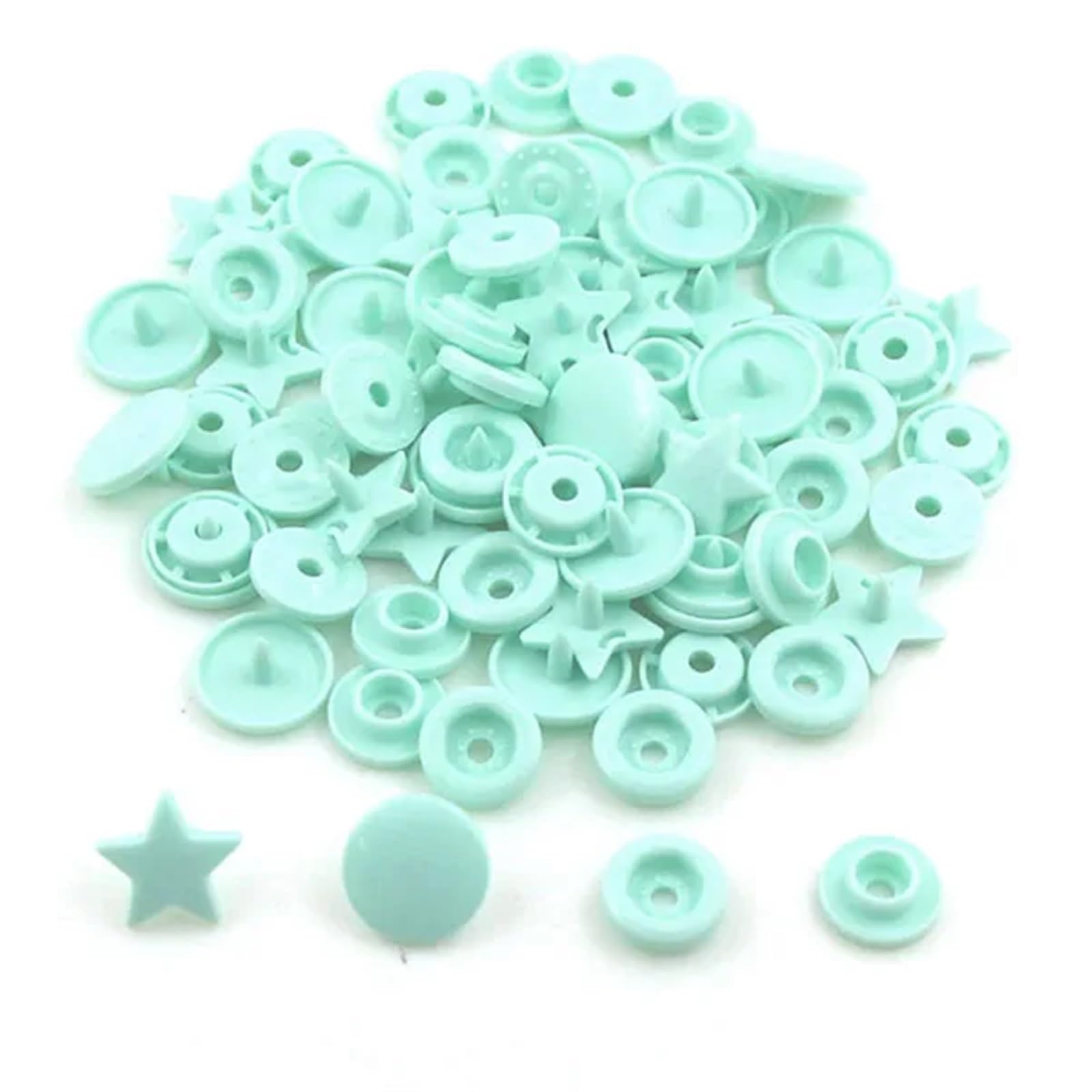 T5 Plastic Snap Buttons 200 Sets KAM Star Heart Decorative for Clothes Press Studs Fasteners Garment(B19 Star)