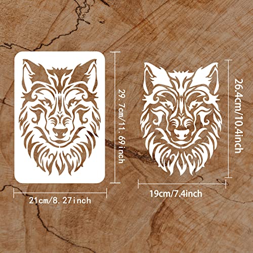 FINGERINSPIRE Wolf Stencil 21x29.7cm Large Drawing Stencil Wolf Head Template Reusable Plastic PET Drawing Template for Painting Crafts Wall Floor Tile Wood Decor - Image 2