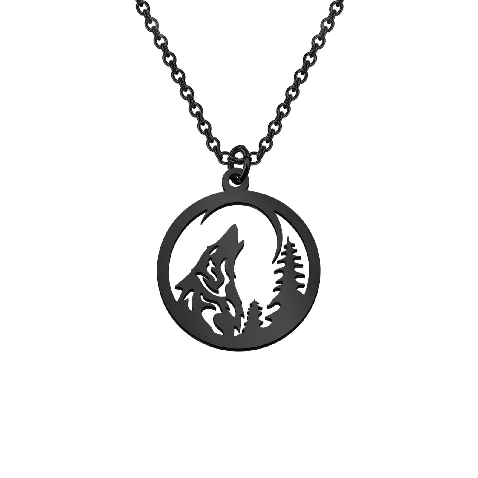 GzrlyfWolf Pendant Necklace - Wolf Jewelry Gifts for Lovers
