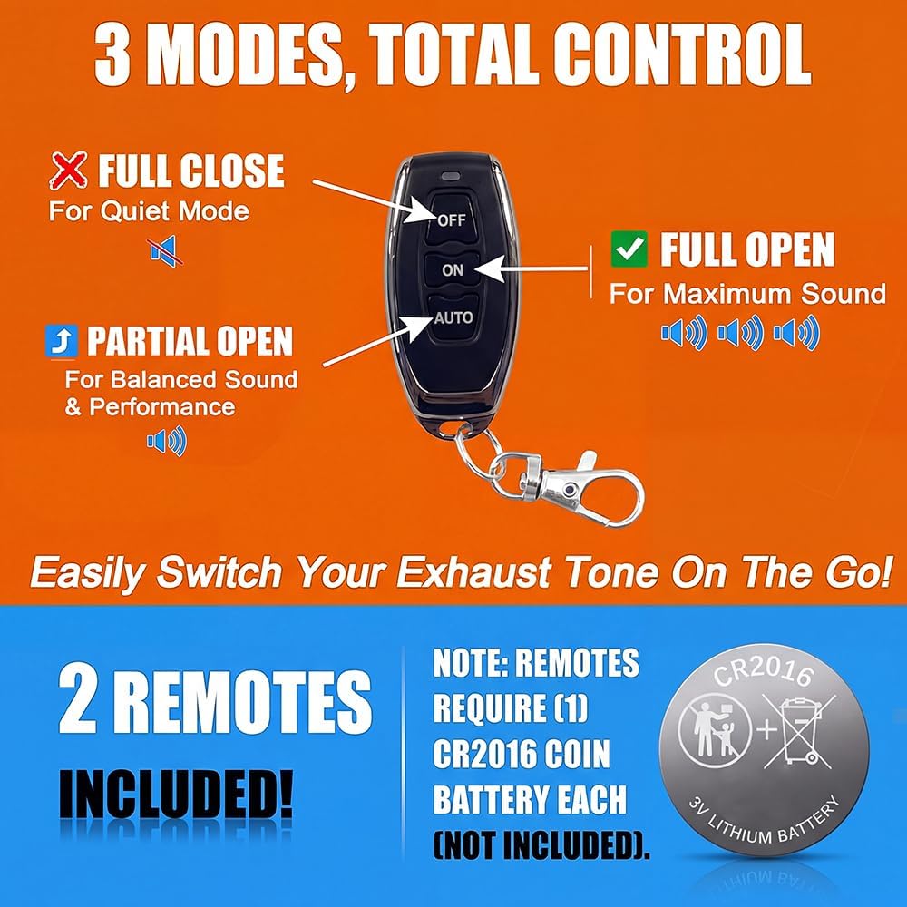 YDES 3 Inch Remote control Valved Muffler Exhaust Cutout with Muffler Cat Back Exhaust System Kit