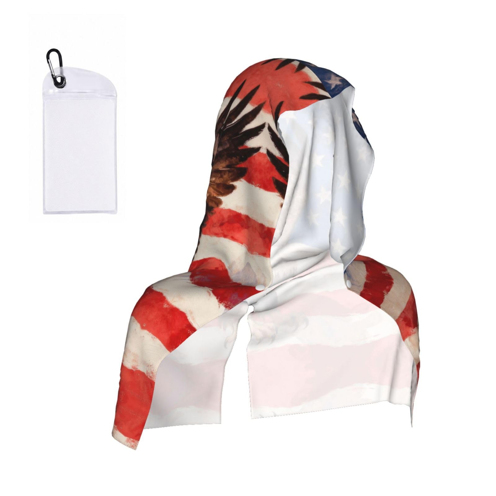 CNTDBU Veteran Eagle Badge Cooling Towel Hooded-Instant Chill Neck Cover for Sports, UV Cooling Rag for Running Gym