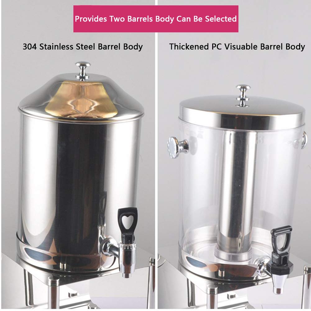 Recipiente térmico de acero inoxidable, Dispensador comercial de bebidas acero inoxidable con contenedor doble tanque, dispensadores jugo frías y calientes 16 litros grifo sin fugas
