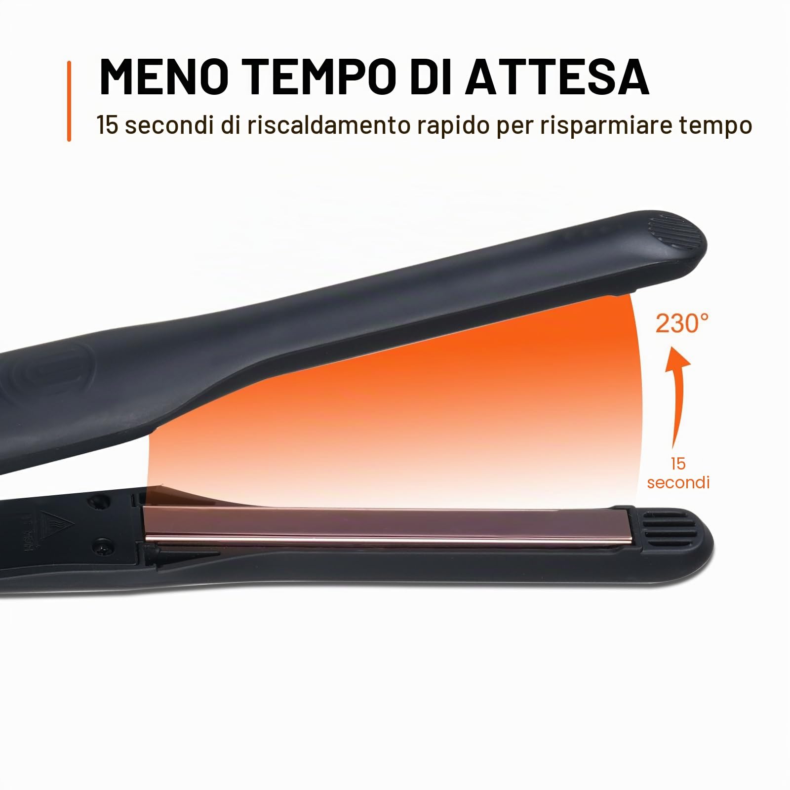 Mini piastra lisciante professionale per capelli corti, barba e frangia, arricciatura e lisciatura, riscaldamento rapido 15S, 80-230°C, display LCD, 10 mm