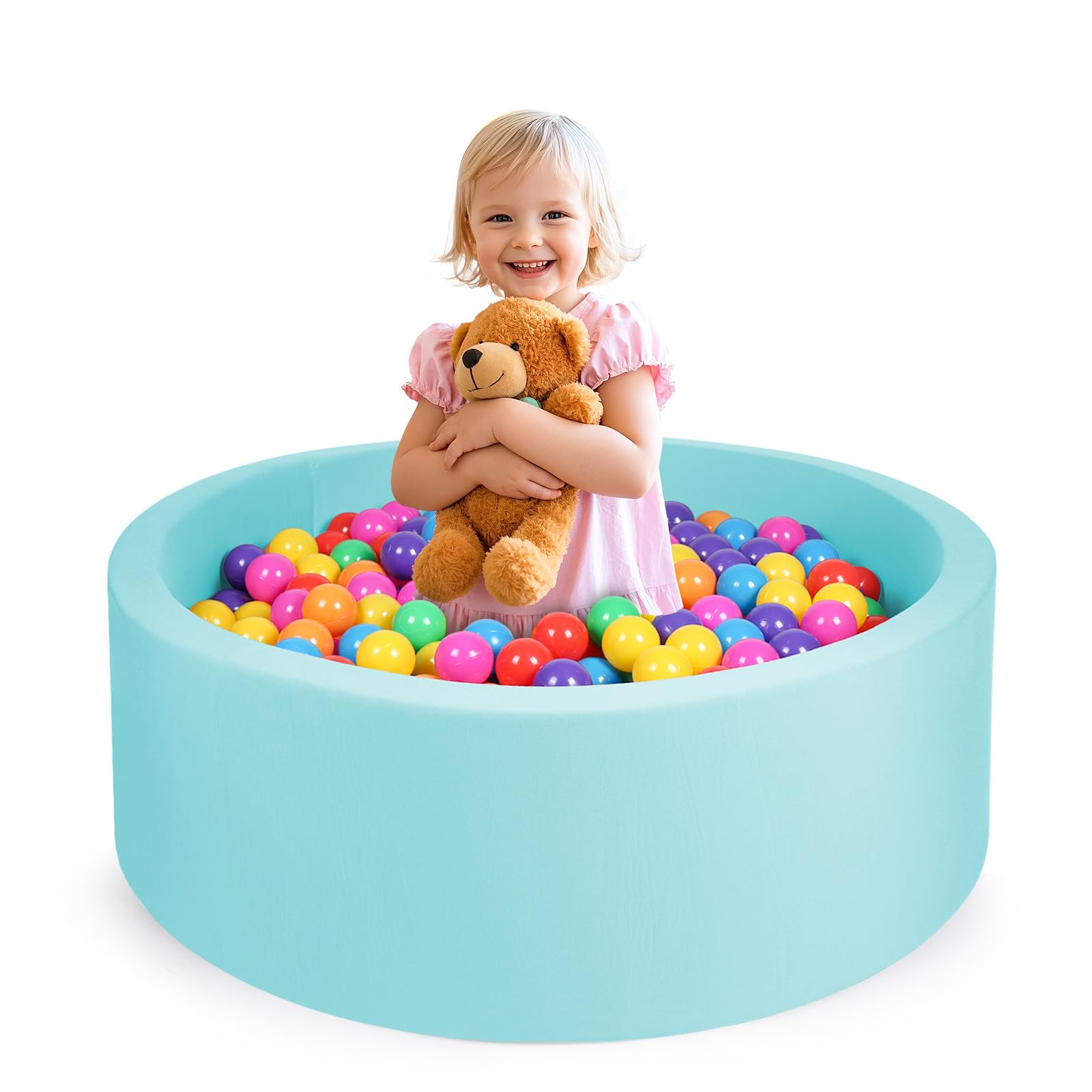 COZYTRAUM Foam Ball Pit, 35"x 12" Ball Pits for Toddlers, Soft Round Kiddie Baby Ball Pool for Kids, Ideal Gift for Babies Indoor Outdoor Game, Balls