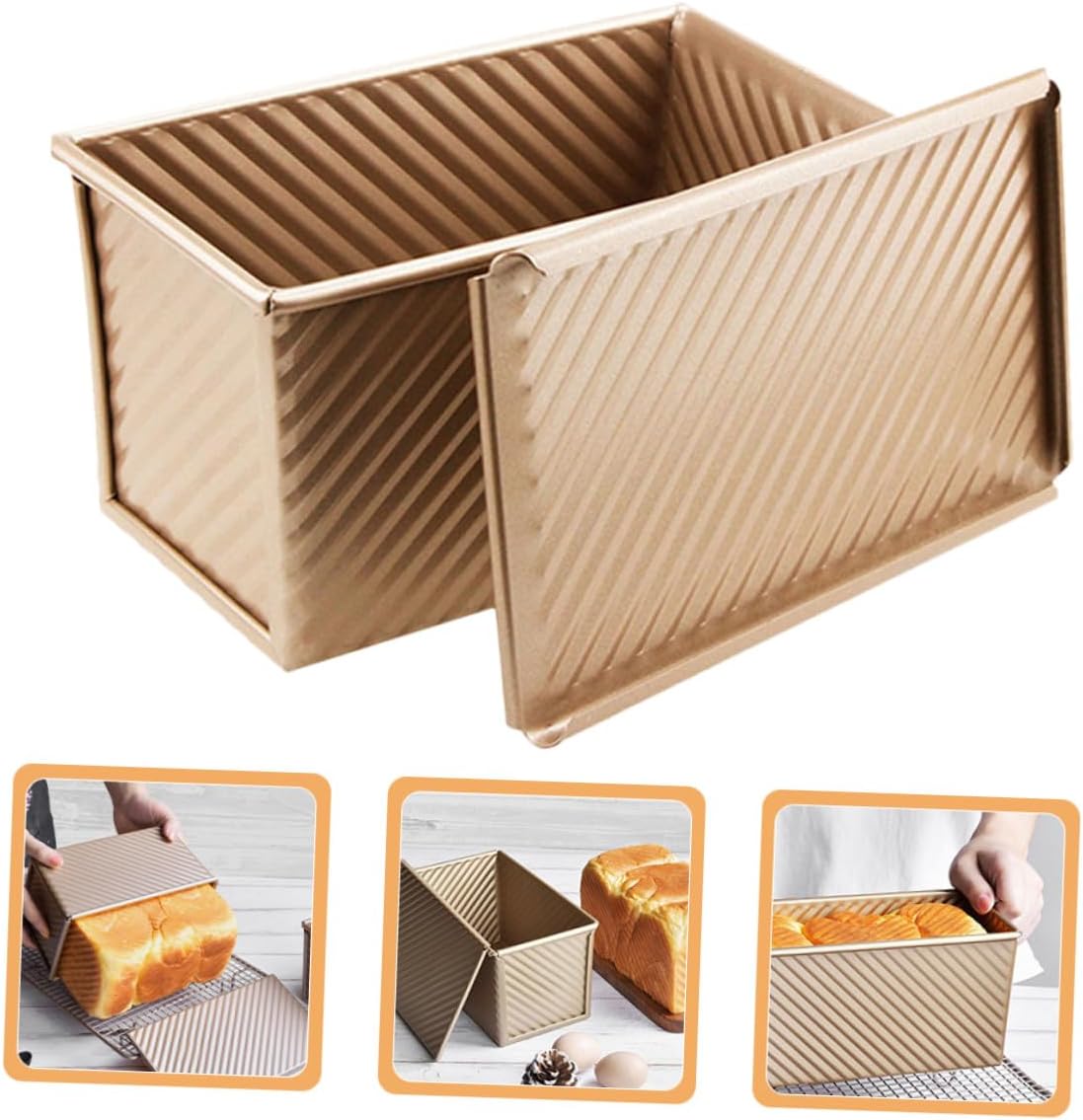 Alipis 2pcs Nonstick Toast Mold Loaf Pan with Sliding Lid Carbon Steel Bread Baking Pan for Household Oven Use