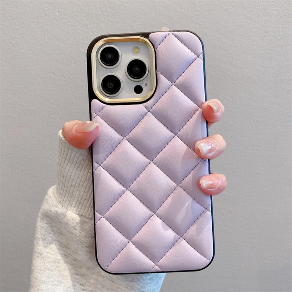 Coque iPhone 13 en cuir de luxe violet antichoc