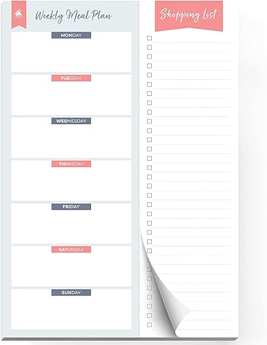 Clever Fox Planificador magnético de comidas, plan semanal de comidas y lista de compras, cuaderno magnético de planificación de preparación de