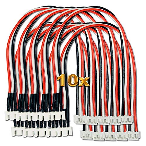 VUNIVERSUM 10 cables de equilibrio de batería de polímero de litio JST-XH a EH 2S 3 pines, 20 cm, cable de carga XH macho a hembra EH 24AWG 7,4 V cable adaptador RC, modelo