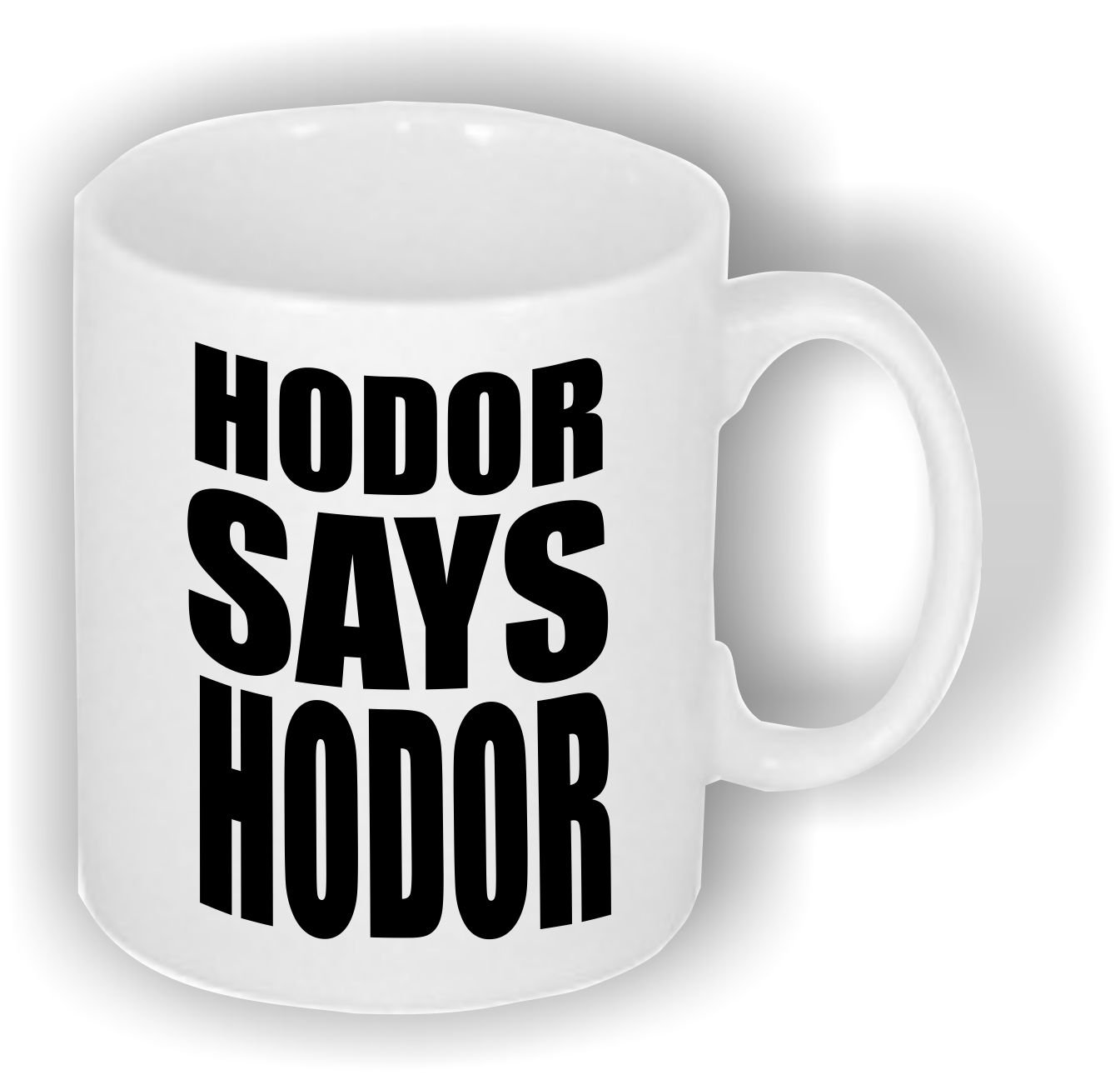 Rhino And Mugsy White Hodor Says Hodor - Ceramic Mug With Funny Slogan